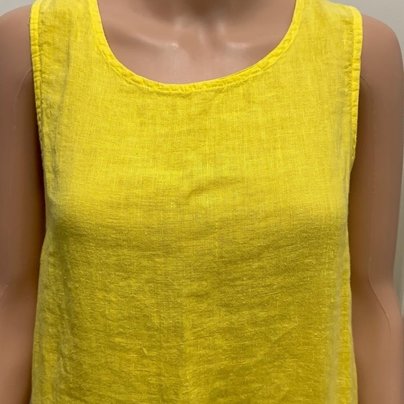 Terzo Millennio Women’s Yellow Linen Sleeveless Dress XS Made in Italy Summer Ca - Picture 2 of 9